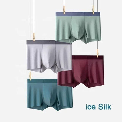 Men’s Ice Silk Boxer Briefs (Pack of 3) | Ultra-Soft, Breathable & Stretchable Innerwear (Assorted Colors)